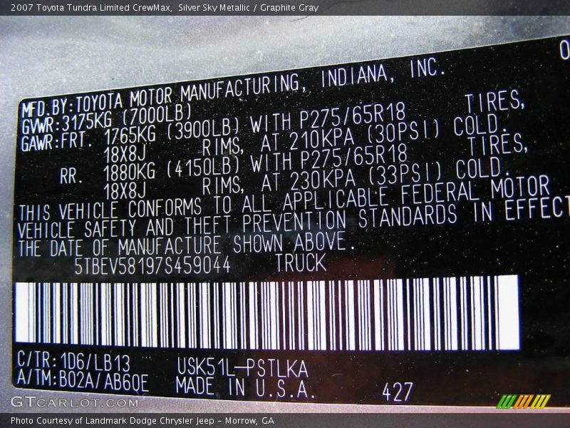 Silver Sky Metallic / Graphite Gray 2007 Toyota Tundra Limited CrewMax