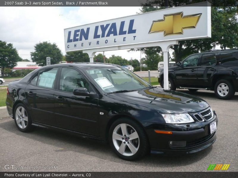 Black / Parchment/Black 2007 Saab 9-3 Aero Sport Sedan