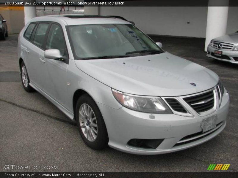Snow Silver Metallic / Black 2008 Saab 9-3 2.0T SportCombi Wagon