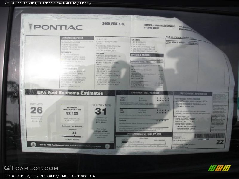 Carbon Gray Metallic / Ebony 2009 Pontiac Vibe