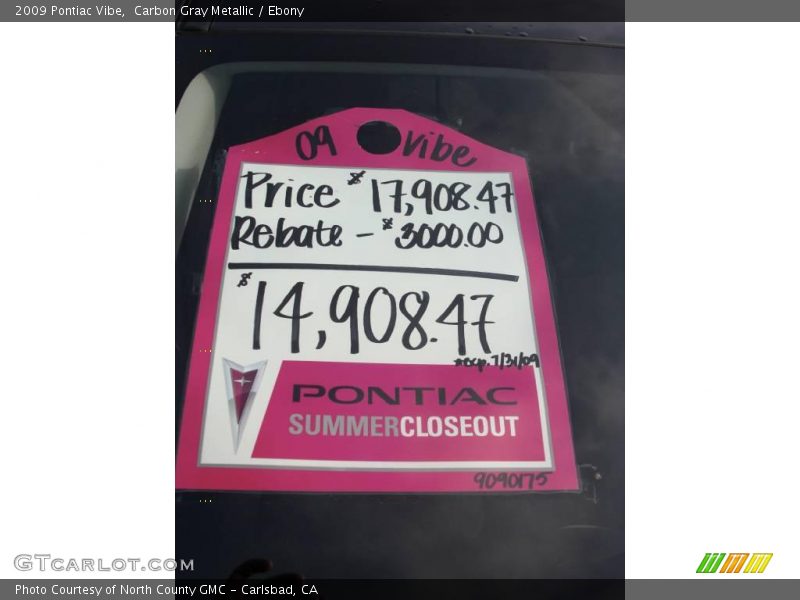 Carbon Gray Metallic / Ebony 2009 Pontiac Vibe