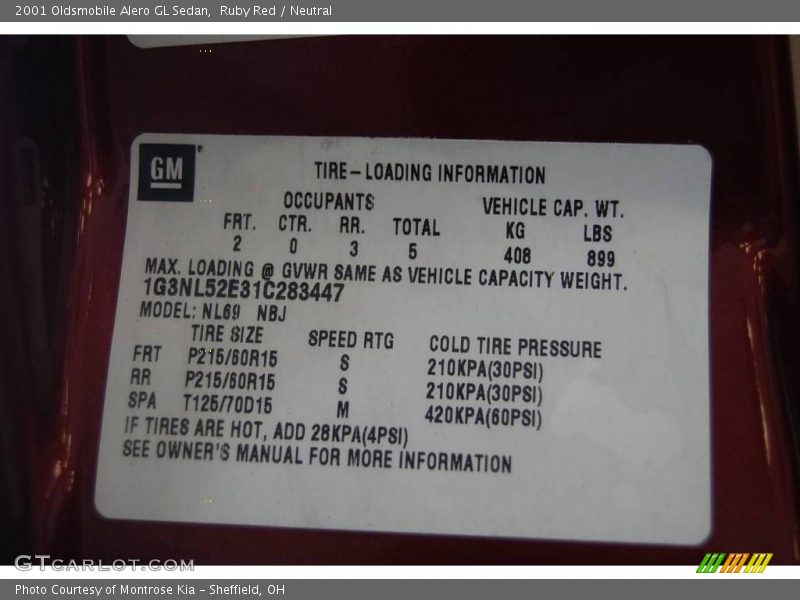 Ruby Red / Neutral 2001 Oldsmobile Alero GL Sedan