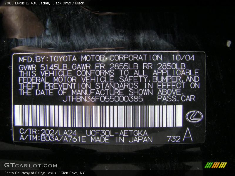 Black Onyx / Black 2005 Lexus LS 430 Sedan