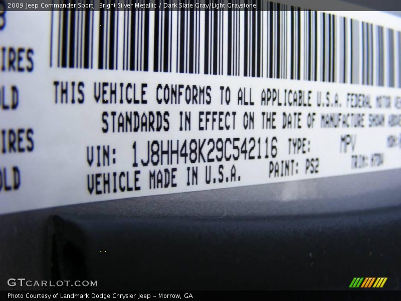 Bright Silver Metallic / Dark Slate Gray/Light Graystone 2009 Jeep Commander Sport