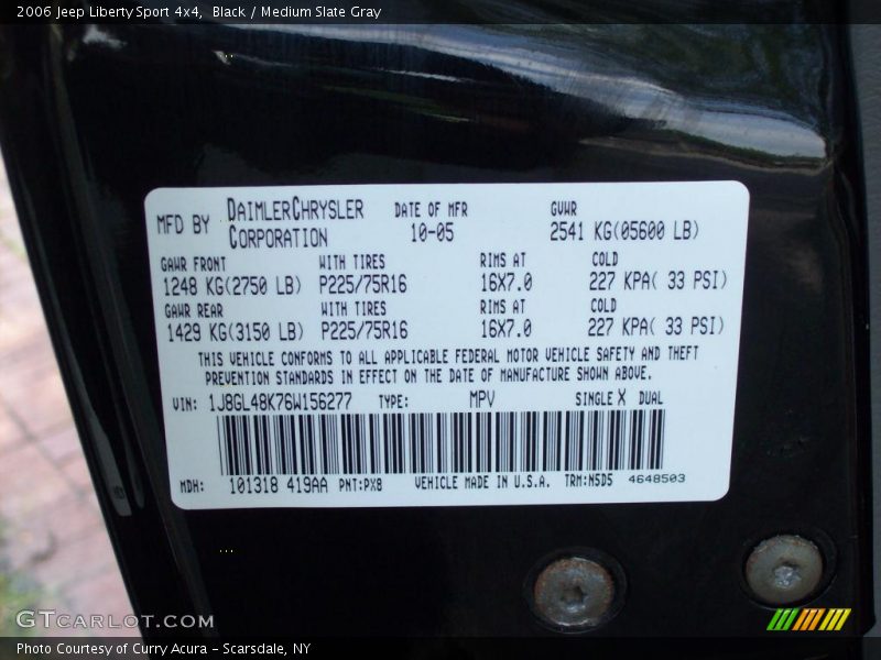 Black / Medium Slate Gray 2006 Jeep Liberty Sport 4x4