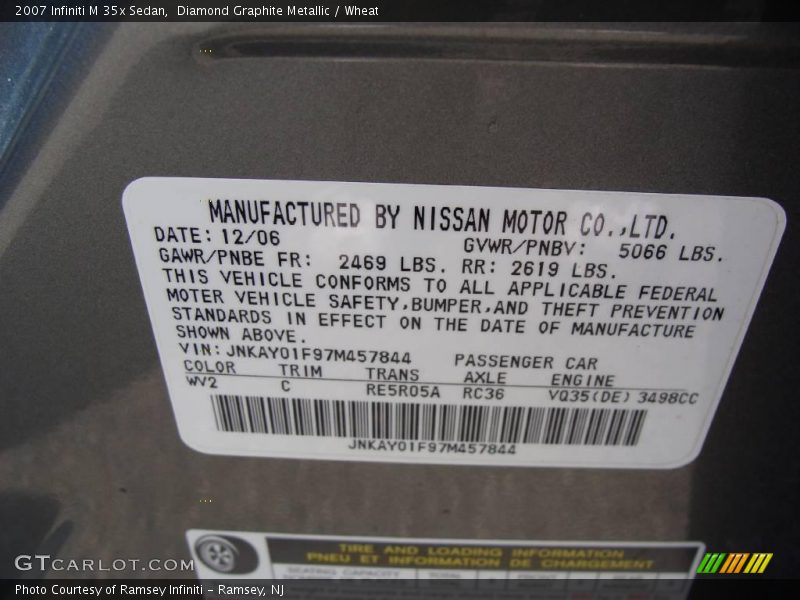 Diamond Graphite Metallic / Wheat 2007 Infiniti M 35x Sedan