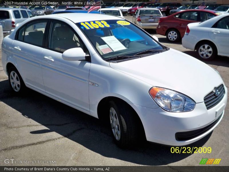 Nordic White / Beige 2007 Hyundai Accent GLS Sedan
