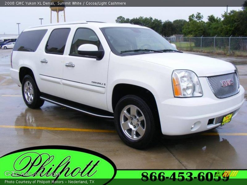 Summit White / Cocoa/Light Cashmere 2008 GMC Yukon XL Denali