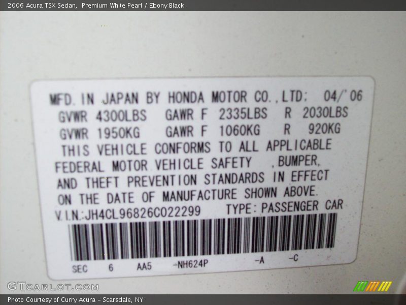 Premium White Pearl / Ebony Black 2006 Acura TSX Sedan