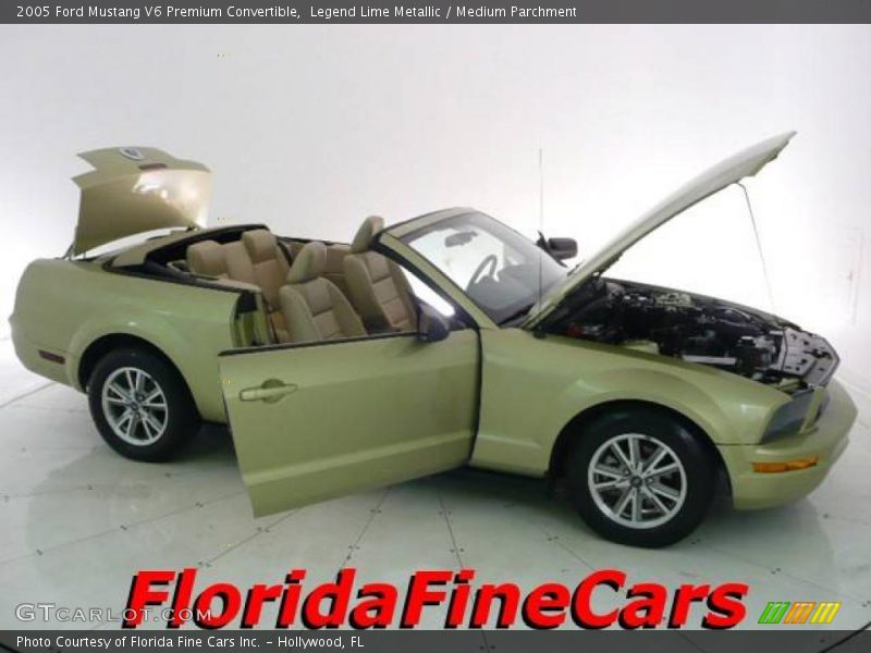 Legend Lime Metallic / Medium Parchment 2005 Ford Mustang V6 Premium Convertible