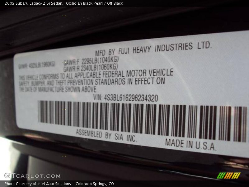 Obsidian Black Pearl / Off Black 2009 Subaru Legacy 2.5i Sedan