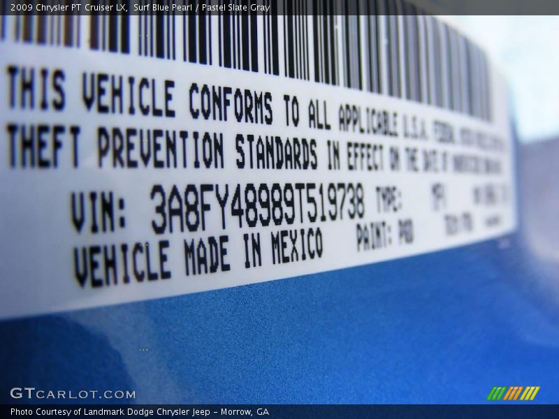 Surf Blue Pearl / Pastel Slate Gray 2009 Chrysler PT Cruiser LX