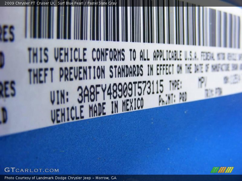Surf Blue Pearl / Pastel Slate Gray 2009 Chrysler PT Cruiser LX