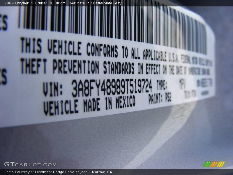 Bright Silver Metallic / Pastel Slate Gray 2009 Chrysler PT Cruiser LX