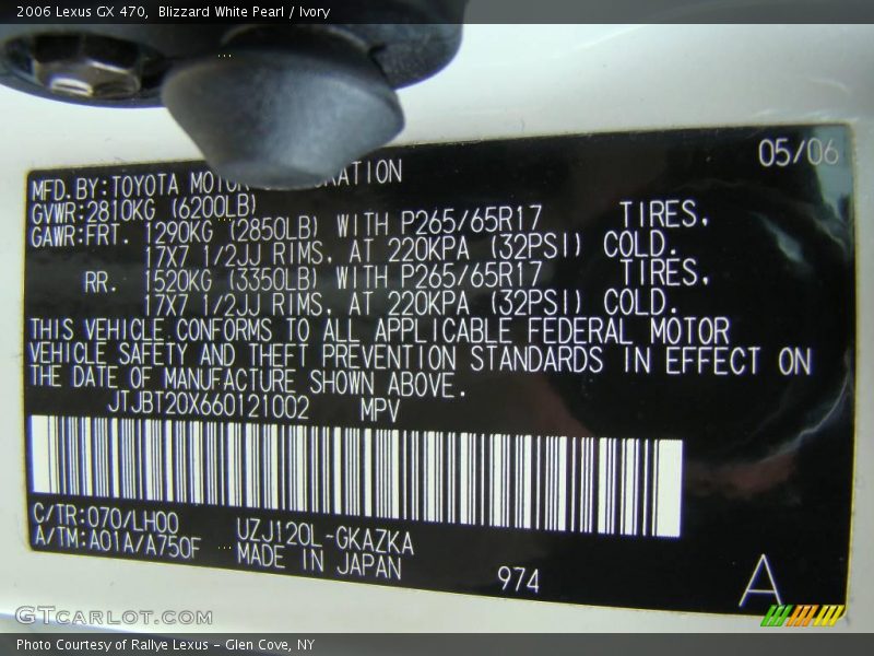 Blizzard White Pearl / Ivory 2006 Lexus GX 470