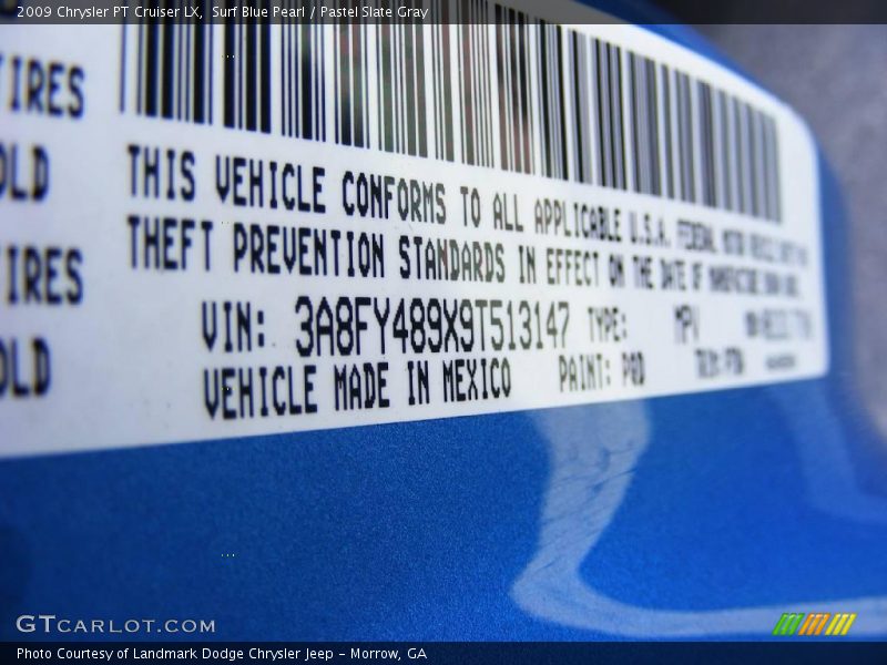 Surf Blue Pearl / Pastel Slate Gray 2009 Chrysler PT Cruiser LX