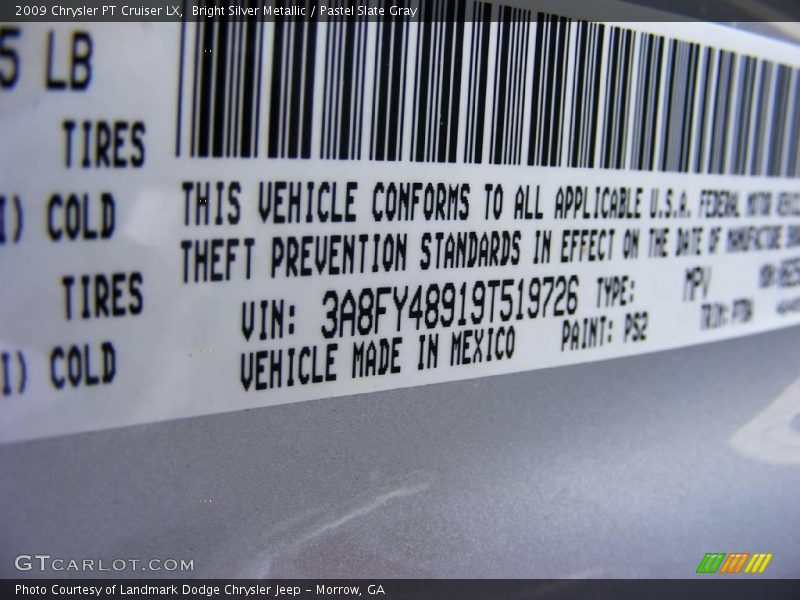 Bright Silver Metallic / Pastel Slate Gray 2009 Chrysler PT Cruiser LX