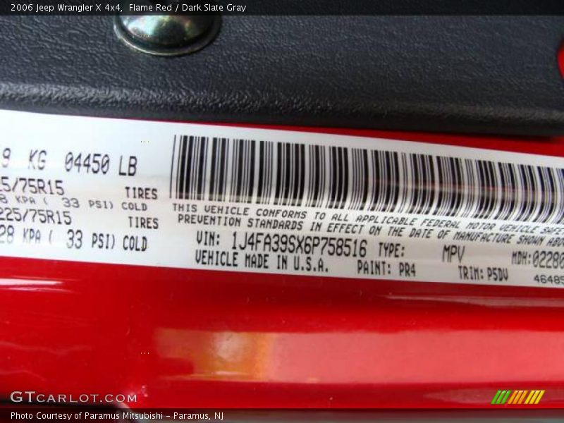 Flame Red / Dark Slate Gray 2006 Jeep Wrangler X 4x4