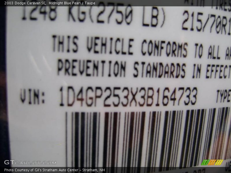 Midnight Blue Pearl / Taupe 2003 Dodge Caravan SE