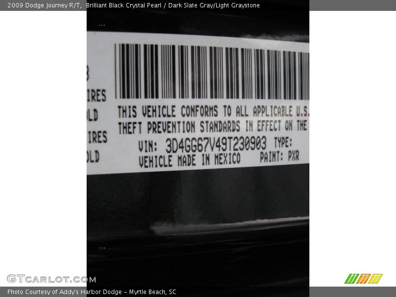 Brilliant Black Crystal Pearl / Dark Slate Gray/Light Graystone 2009 Dodge Journey R/T