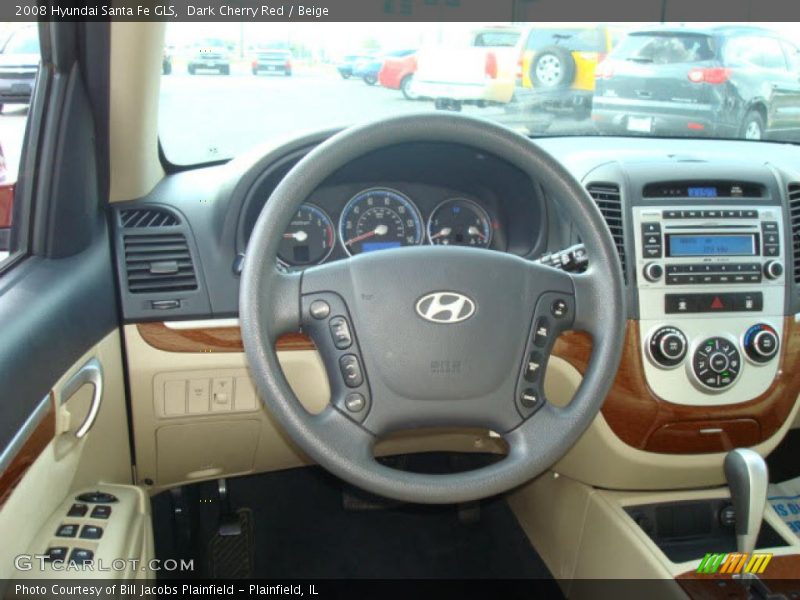 Dark Cherry Red / Beige 2008 Hyundai Santa Fe GLS