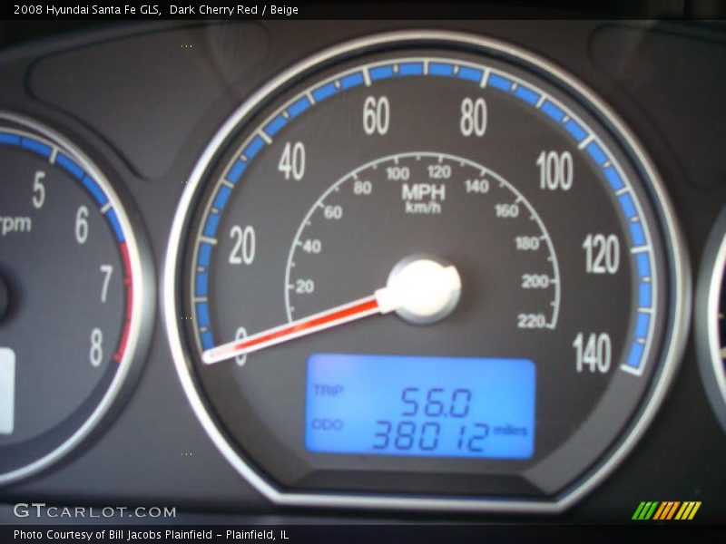 Dark Cherry Red / Beige 2008 Hyundai Santa Fe GLS