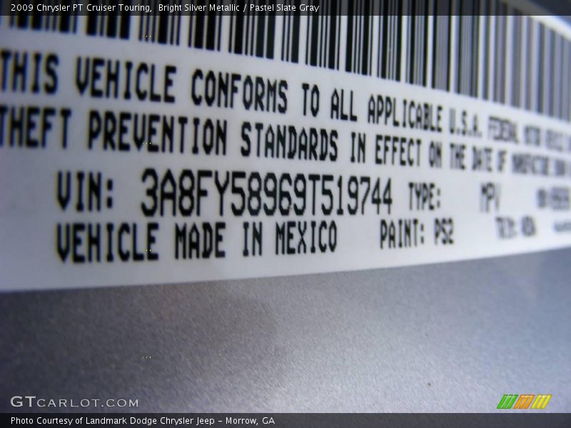Bright Silver Metallic / Pastel Slate Gray 2009 Chrysler PT Cruiser Touring