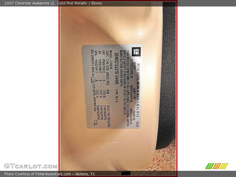 Gold Mist Metallic / Ebony 2007 Chevrolet Avalanche LS