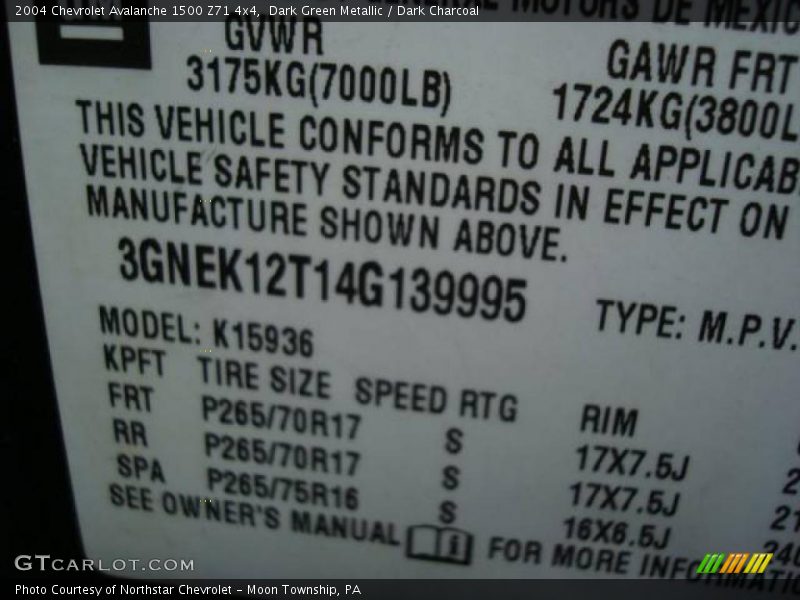Dark Green Metallic / Dark Charcoal 2004 Chevrolet Avalanche 1500 Z71 4x4
