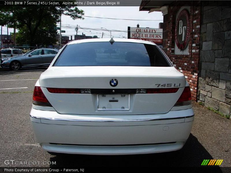 Alpine White / Dark Beige/Beige III 2003 BMW 7 Series 745Li Sedan