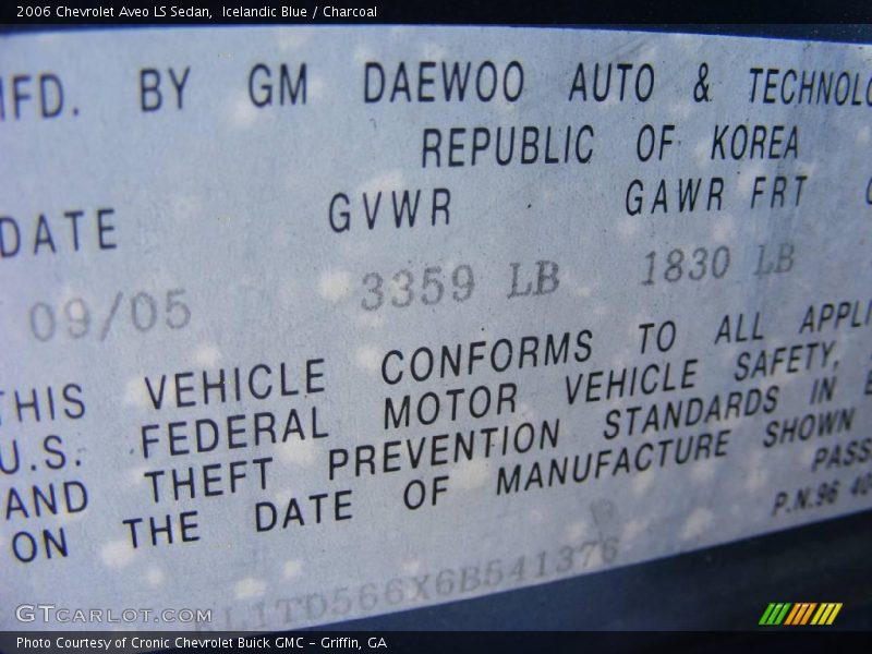 Icelandic Blue / Charcoal 2006 Chevrolet Aveo LS Sedan