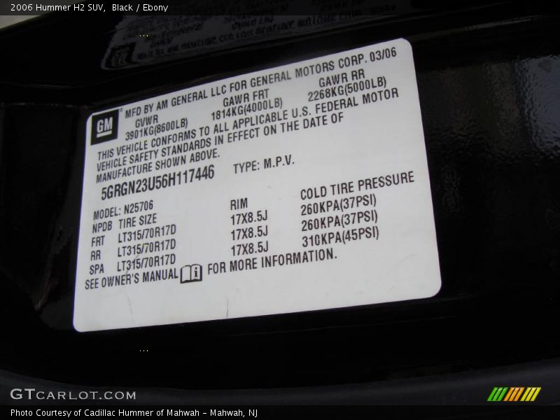 Black / Ebony 2006 Hummer H2 SUV