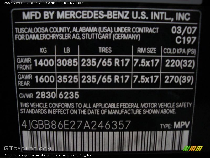 Black / Black 2007 Mercedes-Benz ML 350 4Matic
