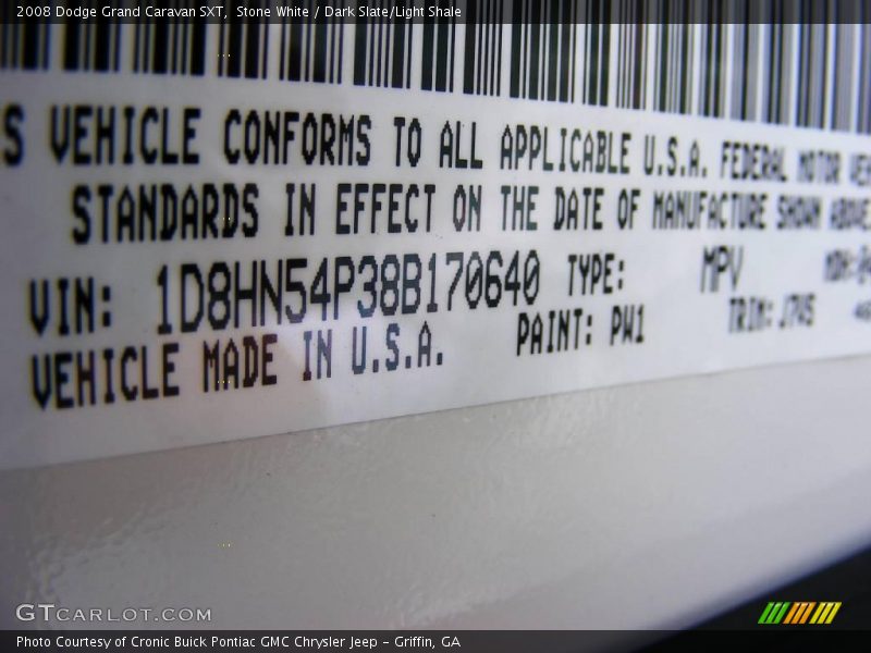 Stone White / Dark Slate/Light Shale 2008 Dodge Grand Caravan SXT