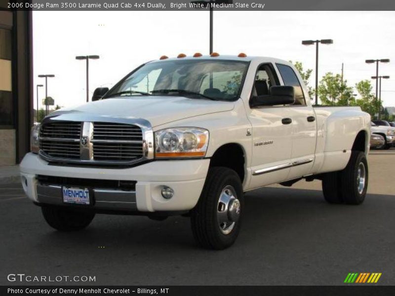 Bright White / Medium Slate Gray 2006 Dodge Ram 3500 Laramie Quad Cab 4x4 Dually