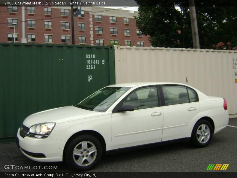 White / Neutral Beige 2005 Chevrolet Malibu LS V6 Sedan