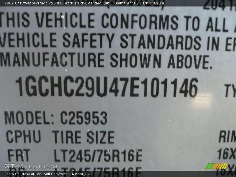Summit White / Dark Titanium 2007 Chevrolet Silverado 2500HD Work Truck Extended Cab