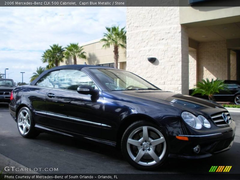 Capri Blue Metallic / Stone 2006 Mercedes-Benz CLK 500 Cabriolet