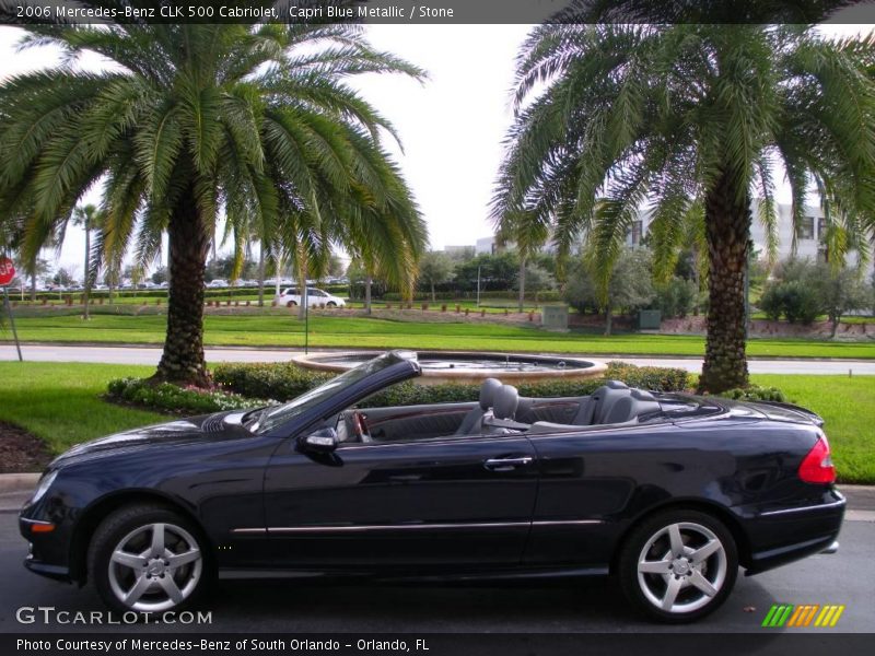 Capri Blue Metallic / Stone 2006 Mercedes-Benz CLK 500 Cabriolet