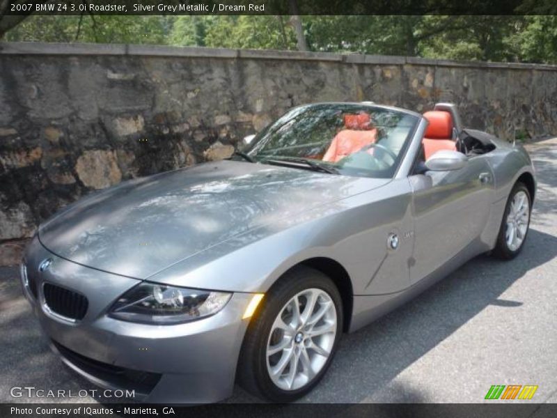 Silver Grey Metallic / Dream Red 2007 BMW Z4 3.0i Roadster