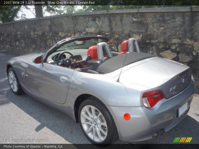 Silver Grey Metallic / Dream Red 2007 BMW Z4 3.0i Roadster