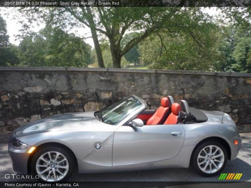 Silver Grey Metallic / Dream Red 2007 BMW Z4 3.0i Roadster