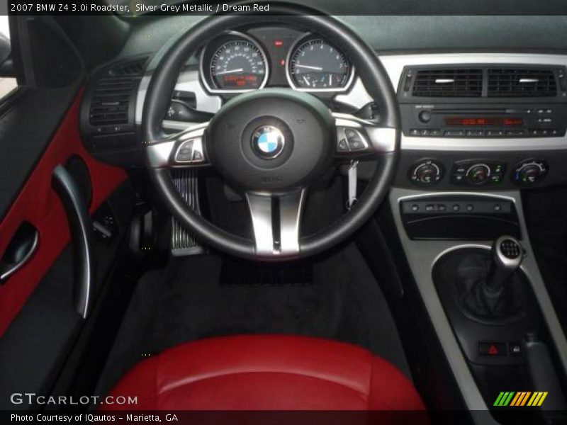 Silver Grey Metallic / Dream Red 2007 BMW Z4 3.0i Roadster