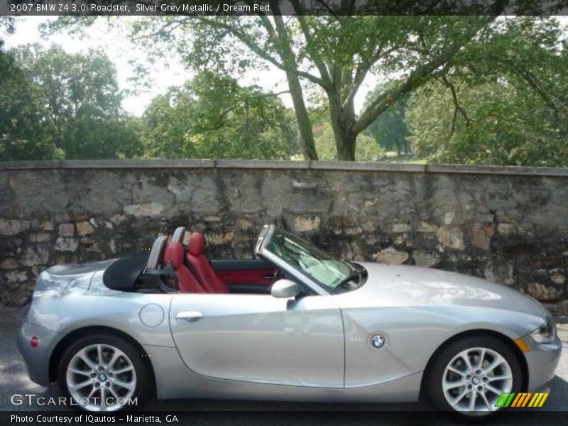 Silver Grey Metallic / Dream Red 2007 BMW Z4 3.0i Roadster