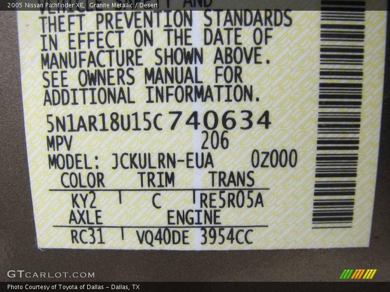 Granite Metallic / Desert 2005 Nissan Pathfinder XE