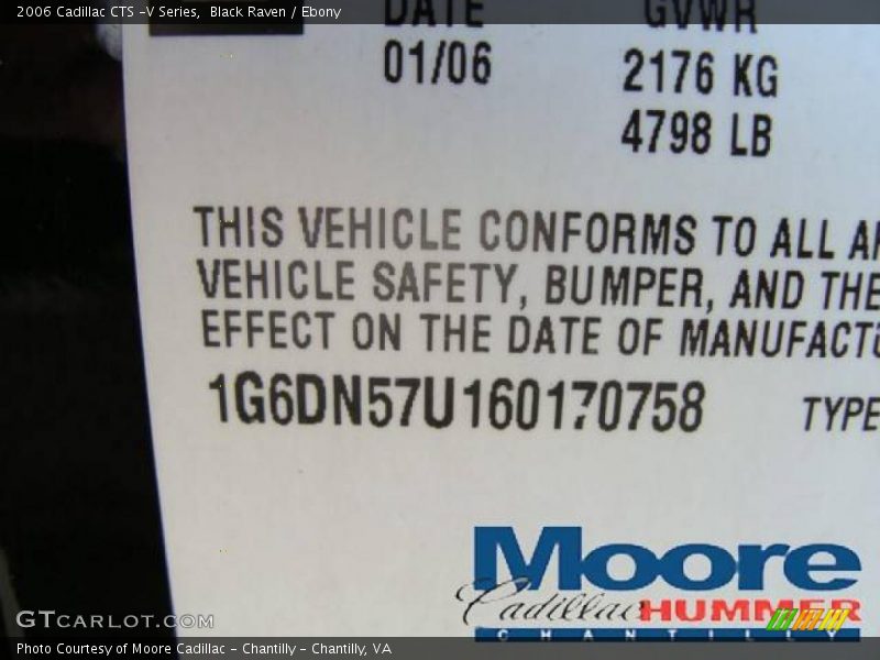 Black Raven / Ebony 2006 Cadillac CTS -V Series