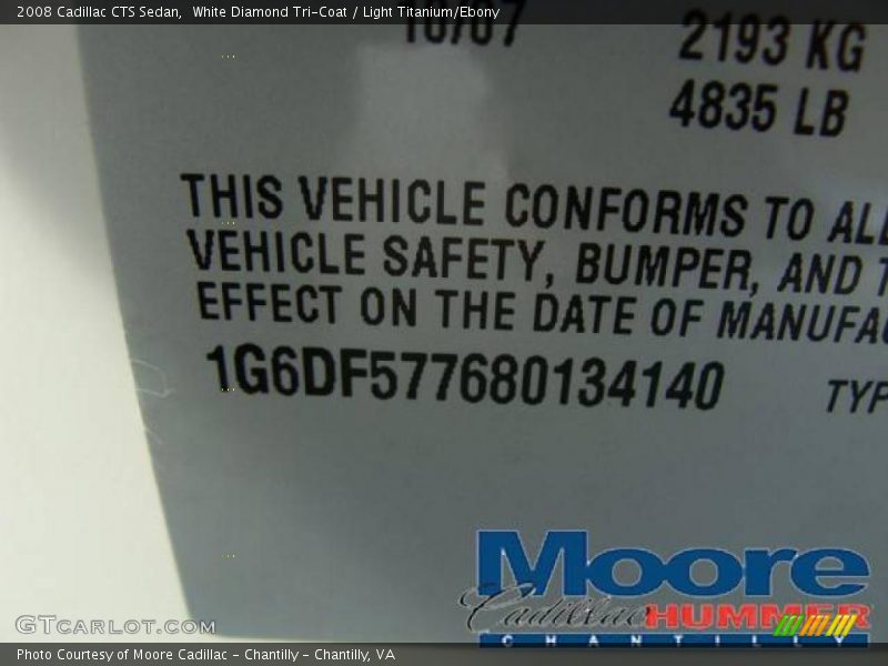 White Diamond Tri-Coat / Light Titanium/Ebony 2008 Cadillac CTS Sedan