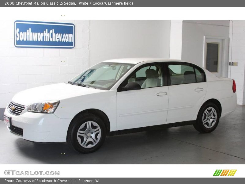 White / Cocoa/Cashmere Beige 2008 Chevrolet Malibu Classic LS Sedan