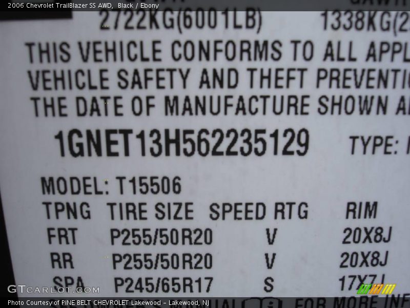 Black / Ebony 2006 Chevrolet TrailBlazer SS AWD