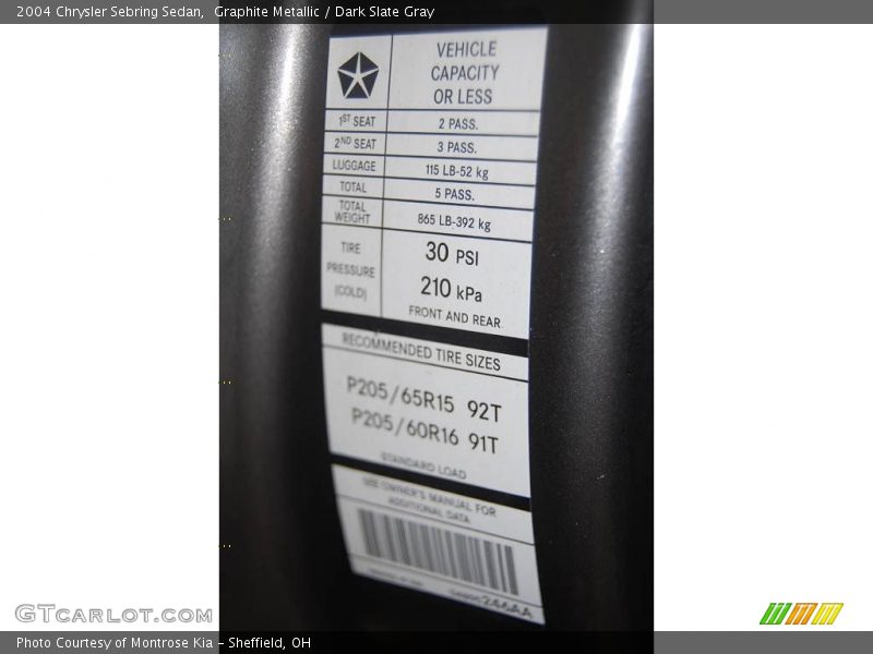 Graphite Metallic / Dark Slate Gray 2004 Chrysler Sebring Sedan